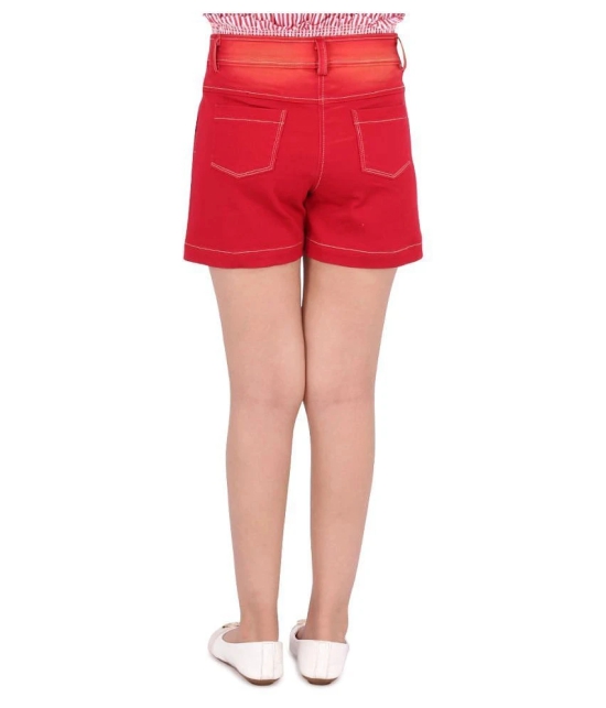 Cutecumber - Red Denim Girls Cycling Shorts ( Pack of 1 ) - None