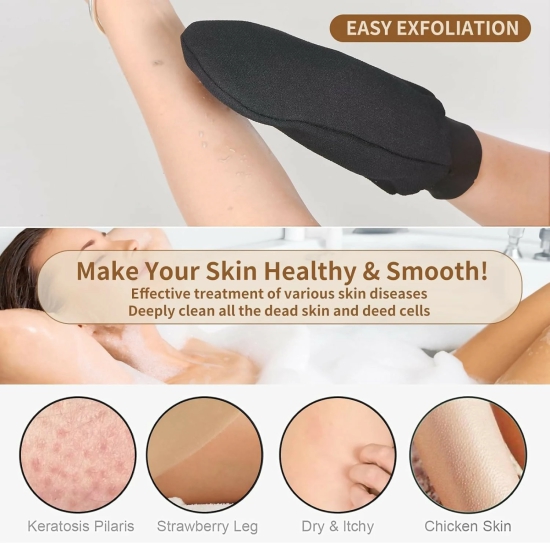 Deep Exfoliating Gloves Body Scrubber Mitts for Smooth Skin & Tan Prep