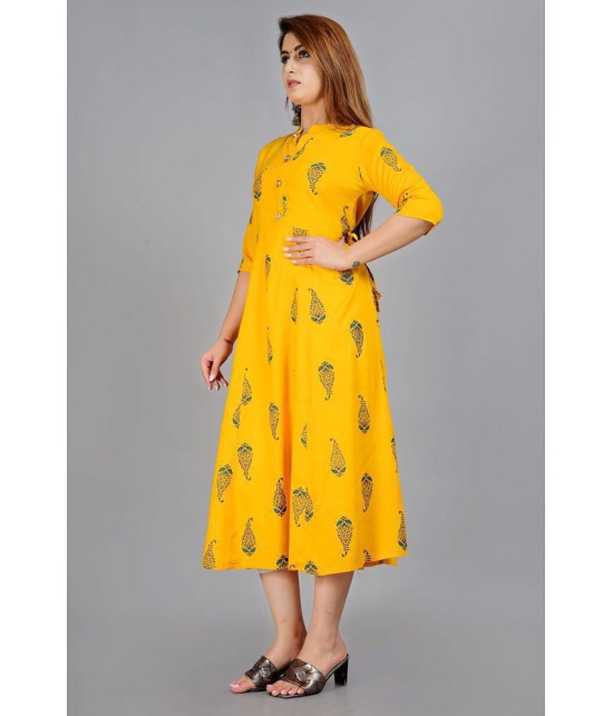 Smien - Yellow Rayon Women's Flared Kurti ( Pack of 1 ) - None