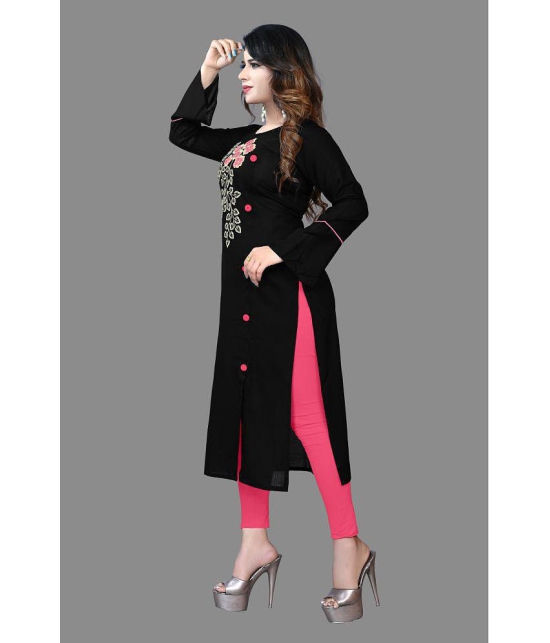 haya fashion - Black Rayon Women's Straight Kurti ( Pack of 1 ) - None