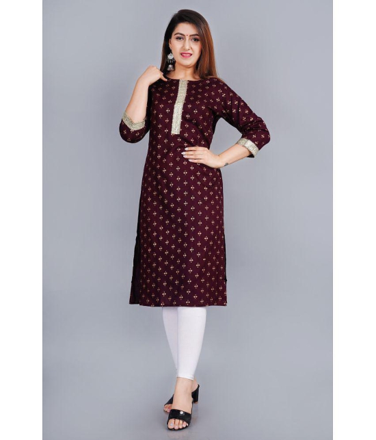 Smien - Coffee Rayon Women''s Straight Kurti ( Pack of 1 ) - None