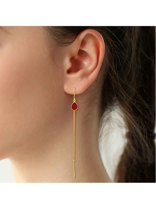 Drashti Collection Golden Threader Earrings ( Pack of 1 ) - Golden