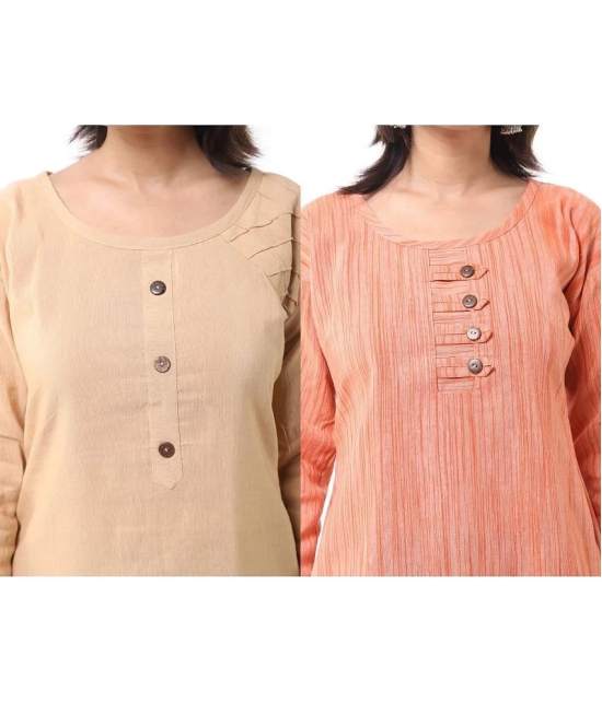 DESHBANDHU DBK - Multicolor Cotton Womens Straight Kurti ( Pack of 2 ) - None