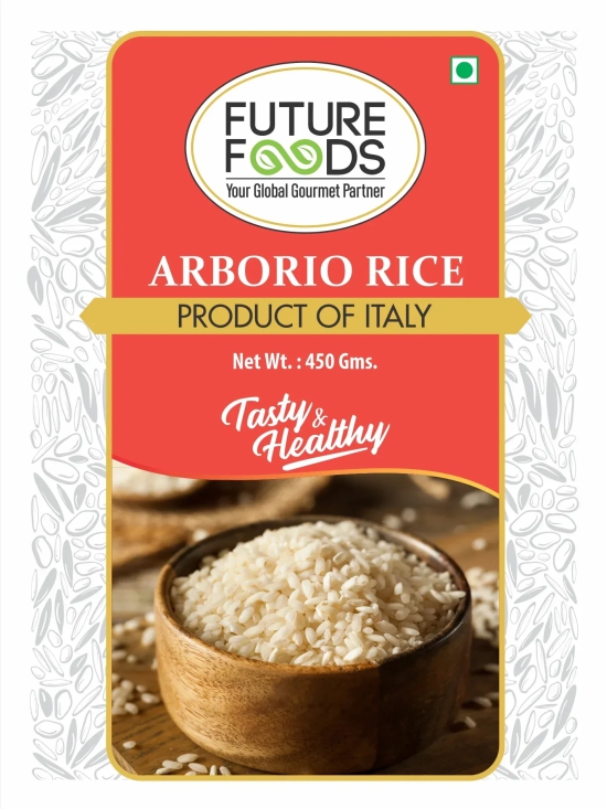 Future Foods Arborio Rice | Fat Free | Creamy Texture & Nutty Aroma | | Rich in Vitamin & Minerals | Product of Italy | Use to make Rissotto | 450g (Pack of 3)