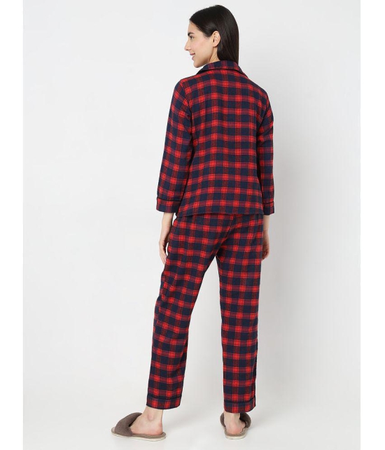 Smarty Pants - Red Cotton Womens Nightwear Nightsuit Sets ( Pack of 1 ) - None