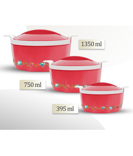 Milton - Red Steel Thermoware Casserole ( Set of 3 , 1350 mL ) - Red