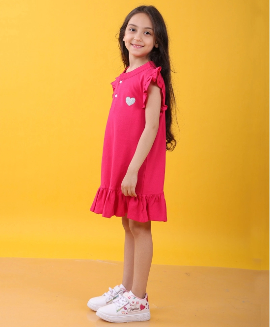 SILVER HEART PINK RUFFLE DRESS - PINK-10-12 YEARS / 1N / PINK