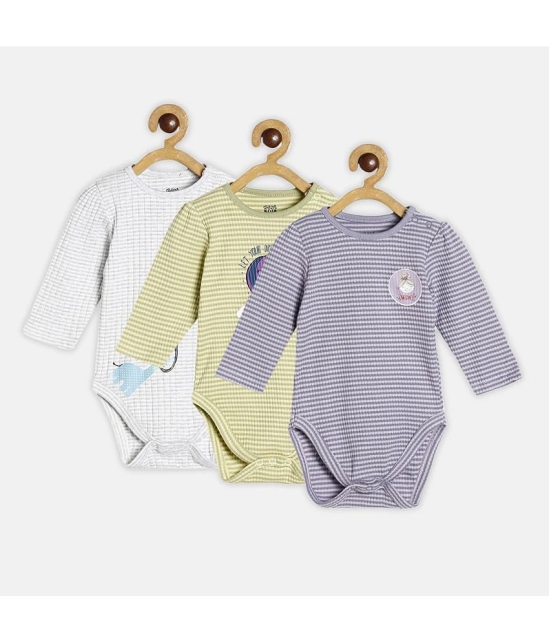 MINI KLUB - Multicolor Cotton Bodysuit For Baby Girl ( Pack of 3 ) - None