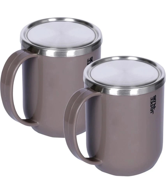 Jaypee Plus CUPSHUP MUG Solid Stainless Steel Milk Mug 800 mL ( Pack of 2 ) - Dark Grey