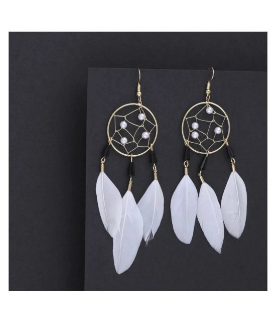 Silver Shine - White Drop Earrings ( Pack of 1 ) - White