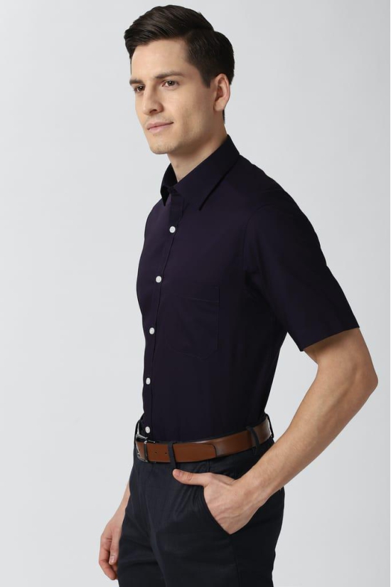 Men Navy Regular Fit Formal Half Sleeves Formal Shirt