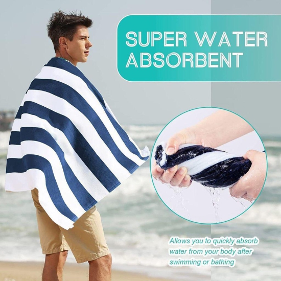 HOME + STUDIO Blue and White Striped Cabana Cotton Stripe Pool Towel, Beach Swimming Spa Towel for Mens & Girls Towel (90 x 180 cm Approx 750 Grams)