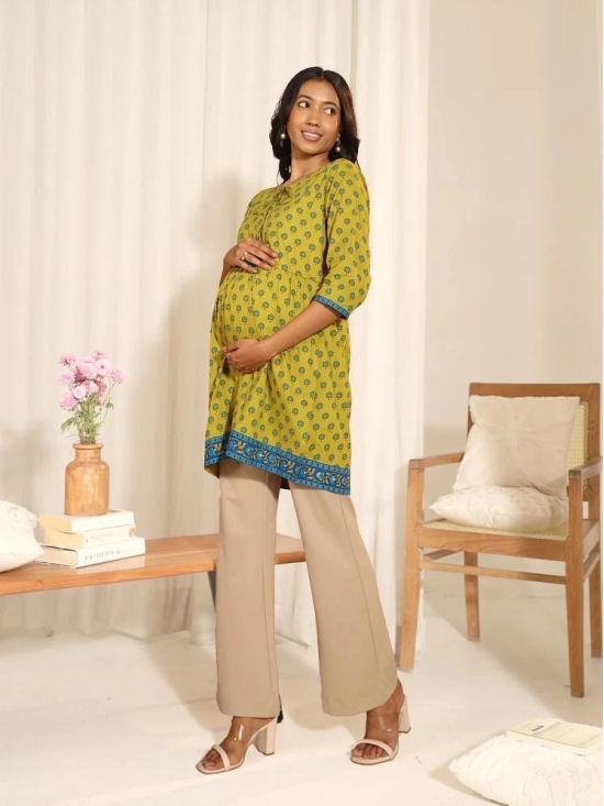 Janasya Green Cotton Maternity Tunics Single - 2XL