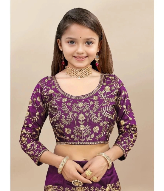 A TO Z CART Purple Silk Girls Lehenga Choli Set ( Pack of 1 ) - None