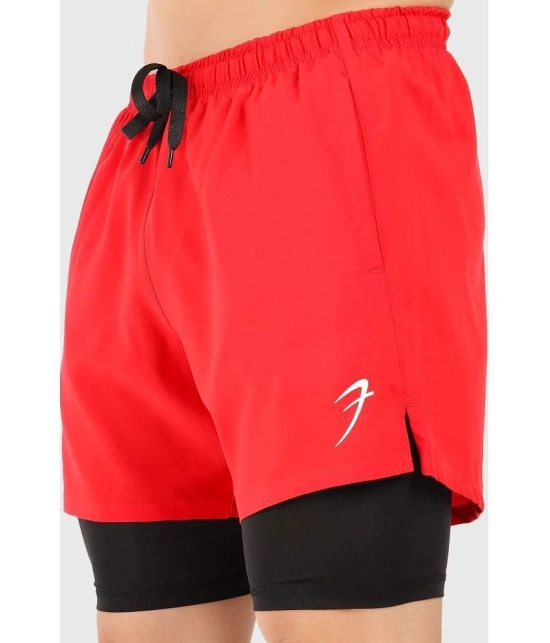 Fuaark Red Polyester Lycra Mens Gym Shorts ( Pack of 1 ) - None