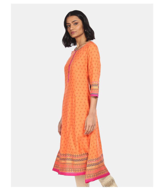 Anahi - Orange Cotton Women's Flared Kurti - S