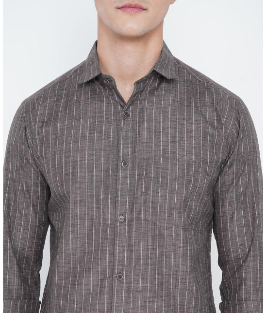 VERTUSY Cotton Blend Regular Fit Striped Full Sleeves Men's Casual Shirt - Grey ( Pack of 1 ) - None