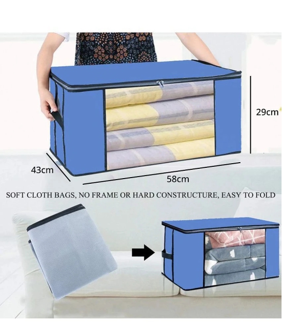 Non-Woven Cloth Storage / Organizer with Transparent Window,Blue (Pack of 2)