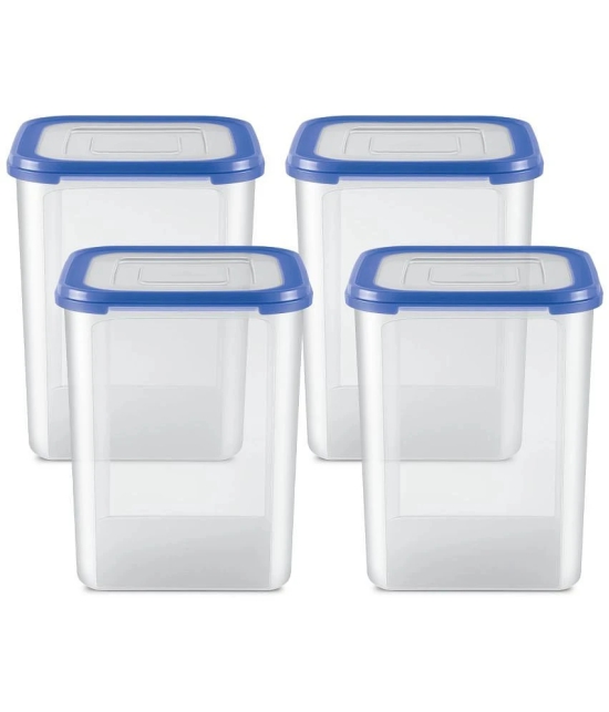 Milton Stacko 360 degree Plastic Storage Container (9) Set of 4, 5.75 Litres Each, Blue | Storage Jar | Air Tight | Kitchen Organiser | Container Set | Refrigerator Safe | BPA Free | Stackab