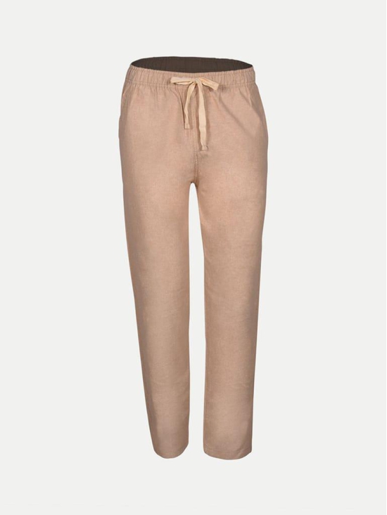 Men Sand Solid Remi Cotton Chinos Trousers