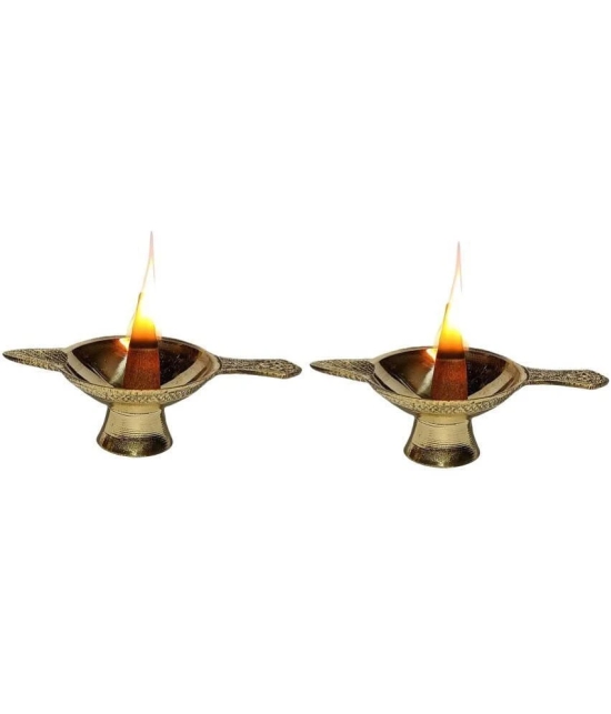 A & H ENTERPRISES - Aarti Diya Pital Diya Handle 2 Pieces ( Pack of 2 )