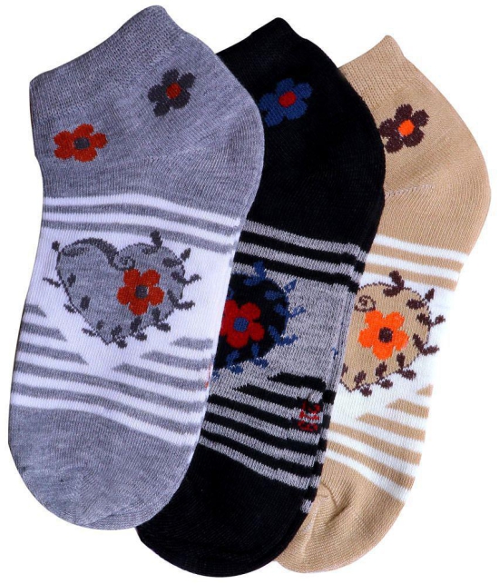 SELETA - Multicolor Cotton Blend Women's Ankle Length Socks ( Pack of 3 ) - None