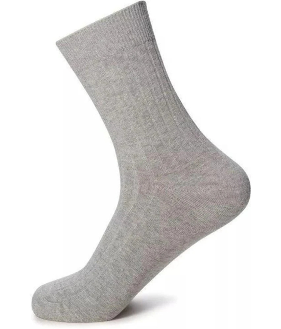 WILDSTUFF - Cotton Mens Solid Light Grey Mid Length Socks ( Pack of 4 ) - Light Grey