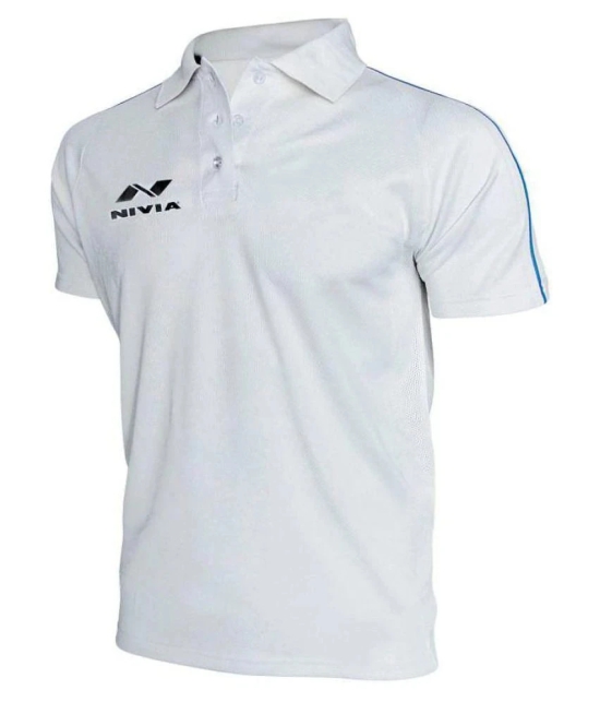 Nivia White Polyester Polo T-Shirt-2501s1 - L