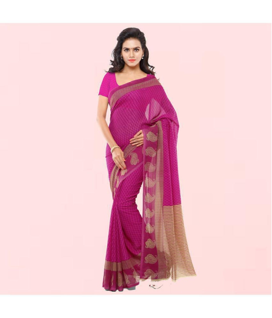 Anand Pink Georgette Saree - - Pink