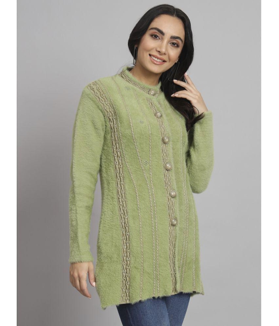 eWools.in Woollen Round Neck Womens Buttoned Cardigans - Green ( ) - None