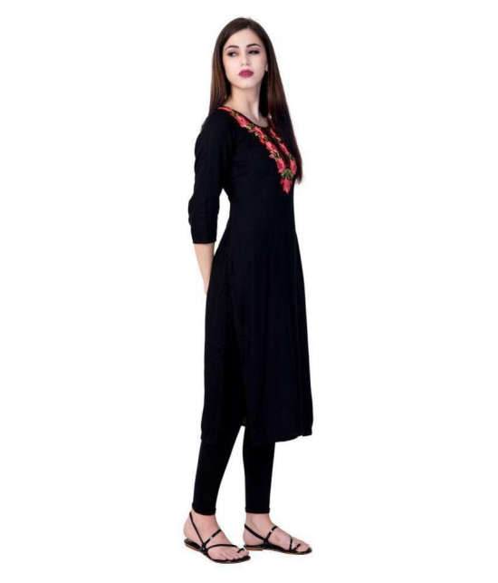 GOD BLESS Black Rayon Straight Kurti - Single - XXL