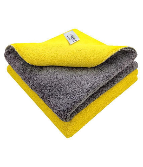 SOFTSPUN 900 GSM, Microfiber Double Layered Cloth 40x40 Cms 2 Piece Towel Set, Extra Thick Microfiber Cleaning Cloths Perfect for  Home, Kitchen, Cars, Furniture and More.