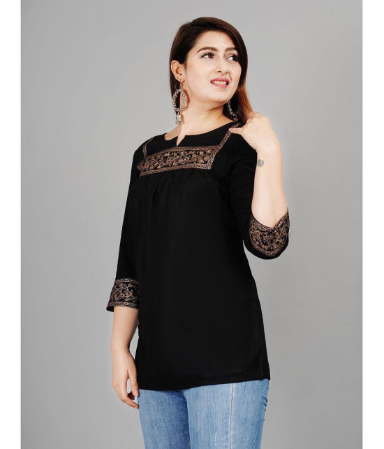 Smien - Black Rayon Womens Ethnic Tunic ( Pack of 1 ) - None