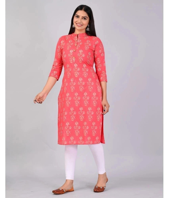 MAUKA Rayon Printed Straight Womens Kurti - Pink ( Pack of 1 ) - None