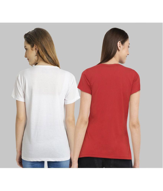 CHOZI - Multi Color Cotton Blend Regular Fit Women's T-Shirt ( Pack of 2 ) - None