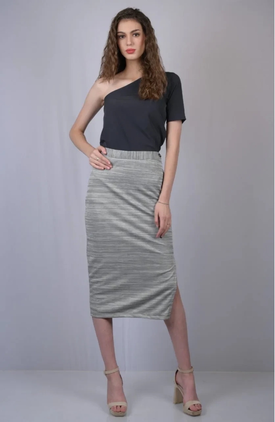 Grey Casual-Fit A-Line Midi Skirt (OTLSKT1002)-Grey / S