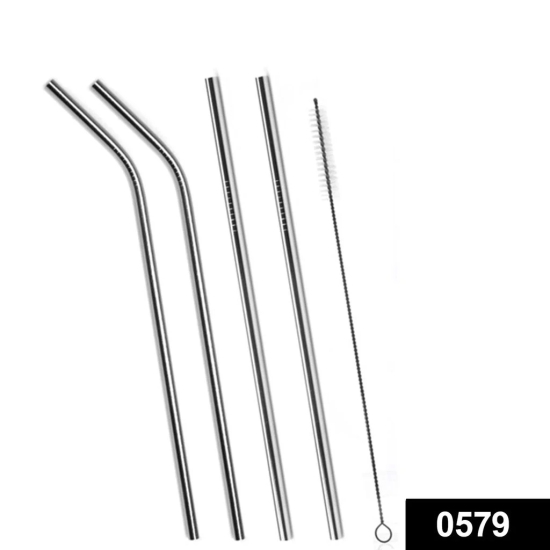 URBAN CREW SET OF 4 STAINLESS STEEL STRAWS & BRUSH (2 STRAIGHT STRAWS, 2 BENT STRAWS, 1 BRUSH)