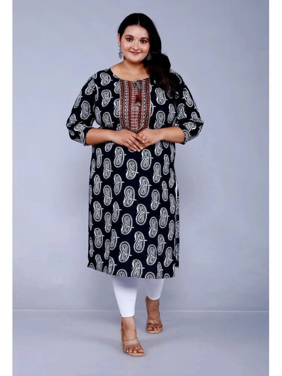 JC4U Cotton Embroidered Straight Womens Kurti - Black ( Pack of 1 ) - None