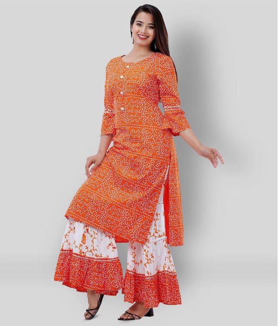 Lee Moda - Orange Straight Rayon Women's Stitched Salwar Suit ( Pack of 1 ) - M