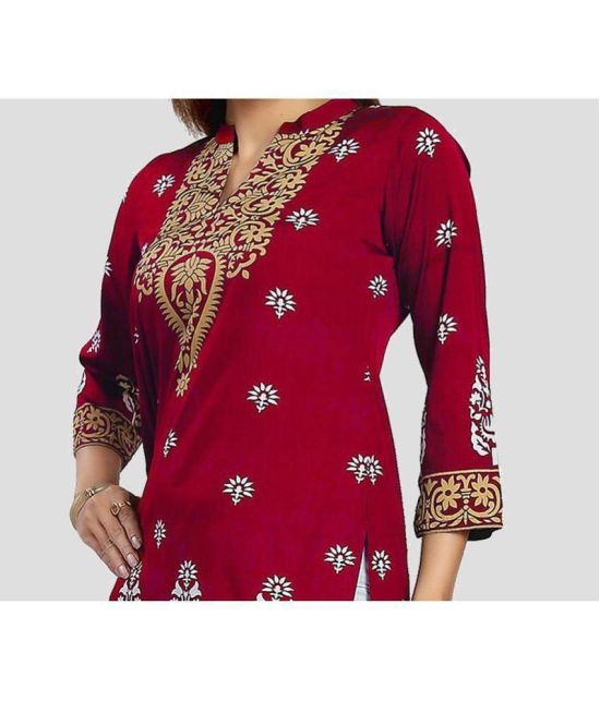 Meher Impex Crepe Printed Straight Womens Kurti - Red ( Pack of 1 ) - None