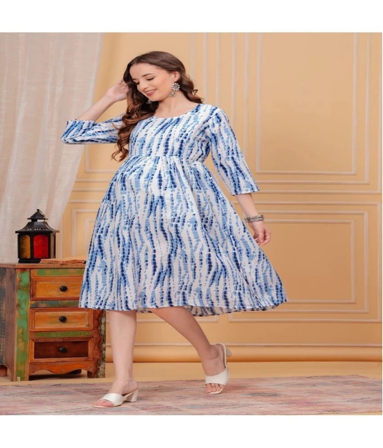 Glorious Blue Rayon Maternity Kurta - L