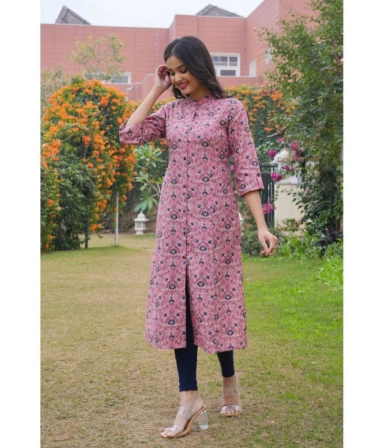 Vbuyz Rayon Printed Straight Womens Kurti - Pink ( Pack of 1 ) - None