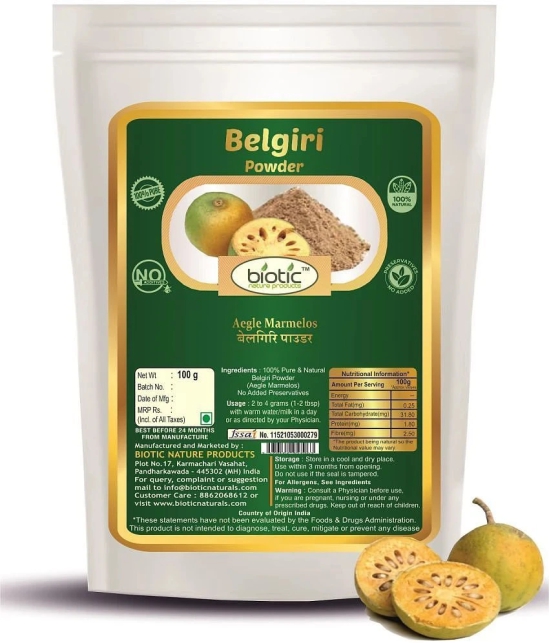 Biotic Bel giri Powder - Beal giri Powder - Bael Fruit - Belgiri Powder 100 gm