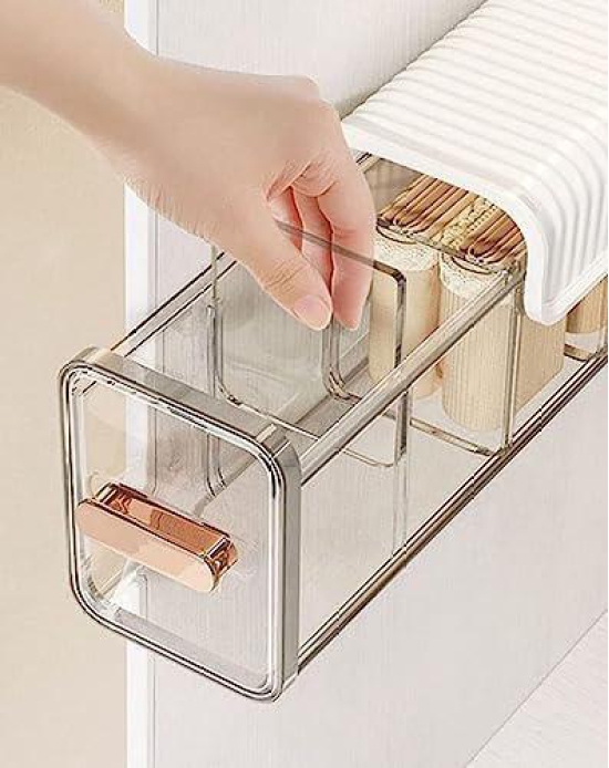 Entisia Wall Mounted Socks Storage Box - 6 Cell New Clear Transparent Storage Box, Plastic Storage Rack for Clothes, Socks, Ties, Data Cable, Spices Grid Closet for Home, Wardrobe