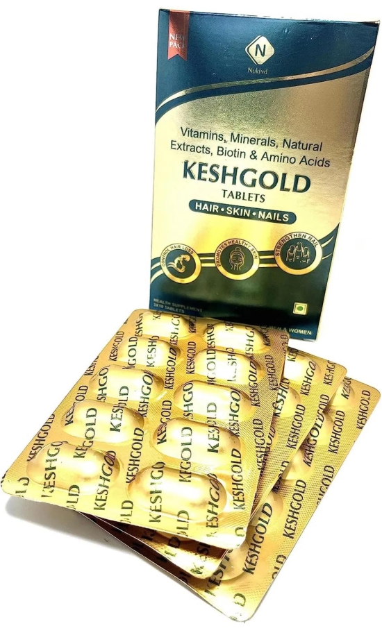 Nukind  Kesh Gold Tablets with Biotin, Amino Acid, Vitamins and Natural Extracts Formula for Healthy Hair

Pack of 3 (30 tablets)