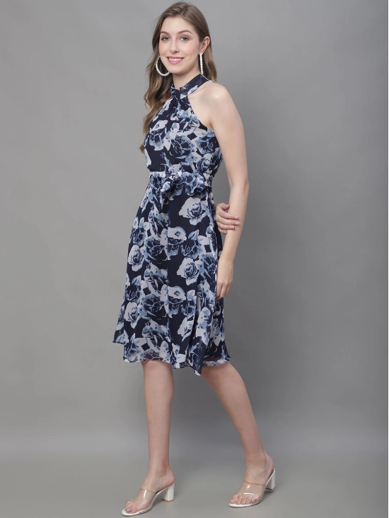 MINI & MING Floral Print Georgette Fit & Flare Dress