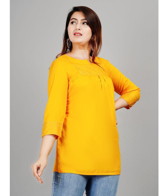 Smien - Yellow Rayon Womens Ethnic Tunic ( Pack of 1 ) - None