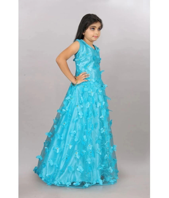 Apnisha - Sky Blue Net Girls Gown ( Pack of 1 ) - None