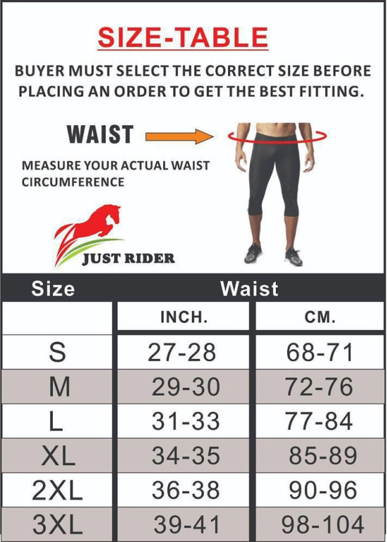 Just Rider 100% Polyester Men Running Compression 3/4 Pants Shirts Basketball Training  Football Soccer Skinny Tights Leggings Lycra - M