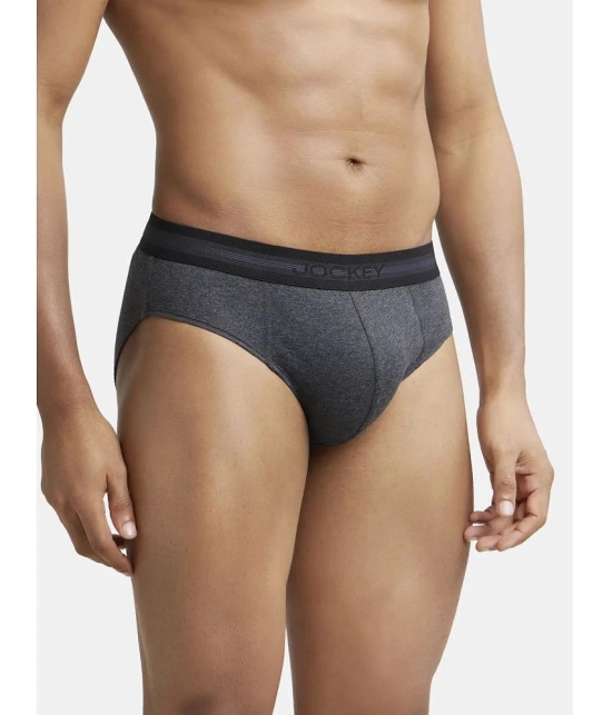 Jockey 1010 Men Super Combed Cotton Solid Brief with Stay Fresh Treatment - Black Melange - None